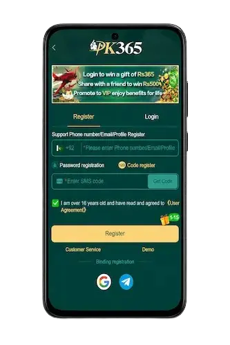 Register and login in pkr365 game from here